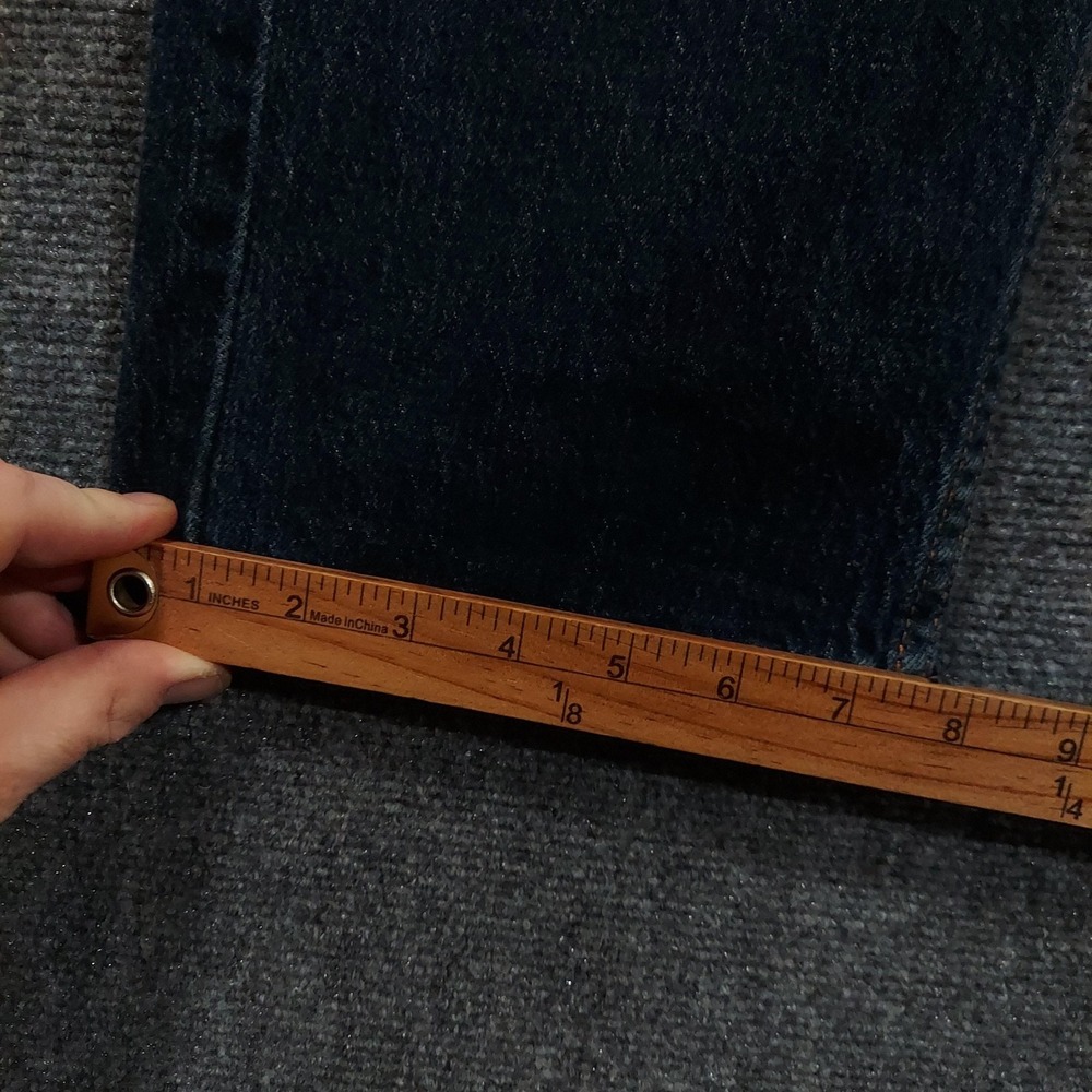 Levis 505 Jeans Mens 32x30 Blue Dark Wash Regular Straight Stretch Denim Pants - Picture 12 of 13